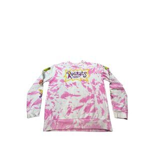 Nickelodeon Rugrats Mens Medium Tie-Dye Pink Sweatshirt Tommy Pickles Chuckie